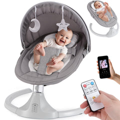 harhoers baby swing base view shows a sturdy aluminum frame for stable soothing sessions