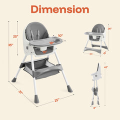 HARPPA 6-in-1 high chair removable-tray makes feeding easier