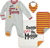 Harry Potter newborn sleep n play zip-up shown for easy dressing and cozy naps