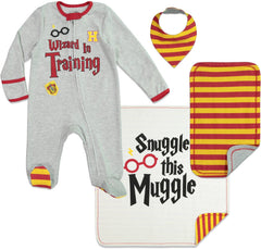 Harry Potter newborn sleep n play zip-up shown for easy dressing and cozy naps