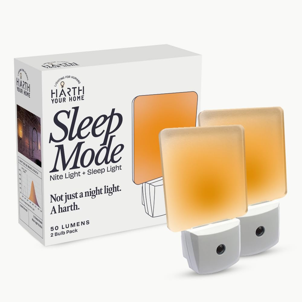 Harth 2-pack night lights amber glow create a calm, sleep-friendly ambiance.