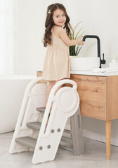 Harwaya foldable toddler step stool front view for easy bathroom access.