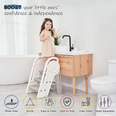 Harwaya toddler step stool adjustable heights 2-3 steps for versatility.
