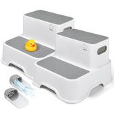 Harwaya toddler step stool for bathroom sink white provides safe reach.