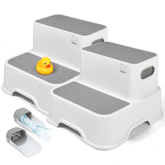 Harwaya toddler step stool for bathroom sink white provides safe reach.
