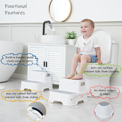 Harwaya toddler step stool with handle aids easy movement.