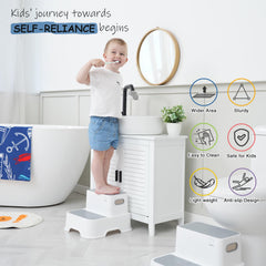 Harwaya two-pack toddler step stools offer versatile bathroom use.