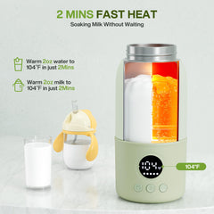 haslife portable bottle warmer with LED screen display shows real-time temperature for precise heating