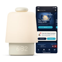 Hatch Rest Baby device on nightstand delivers calm bedtime routine lighting.