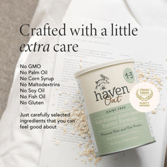 Haven Oat Toddler Digestive Support shows prebiotics and probiotics for gut-friendly routine.