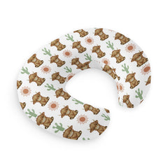 HawSkgFub Highland Cow Boho nursing pillow cover front view offers stylish protection for baby pillows.