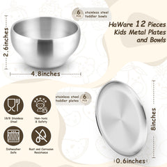 HaWare kids plates and bowls dishwasher-safe image emphasizes easy cleanup after meals.