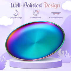 HaWare stainless steel plate set, smooth edges ideal for children's safe dining.