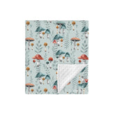 HawSkgFub boho mushroom forest mink blanket closeup shows plush texture for cozy naps.