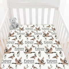 HawSkgFub Future Duck Hunting Buddy crib sheet, 52x28, with snug elastic fit.