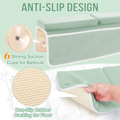 Haxmuti elbow rest pad with suction cups keeps tub safe and hands free.