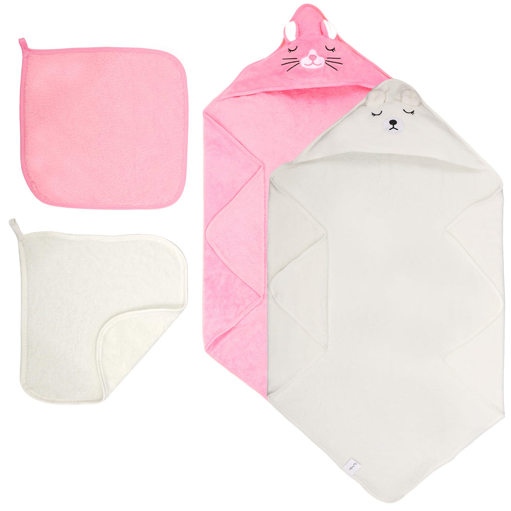 HBHLFZ hooded towel in coral-fleece softness for gentle newborn drying