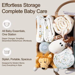 HBlife diaper caddy-basket-removable-compartments helps sort diapers, wipes, and outfits fast.