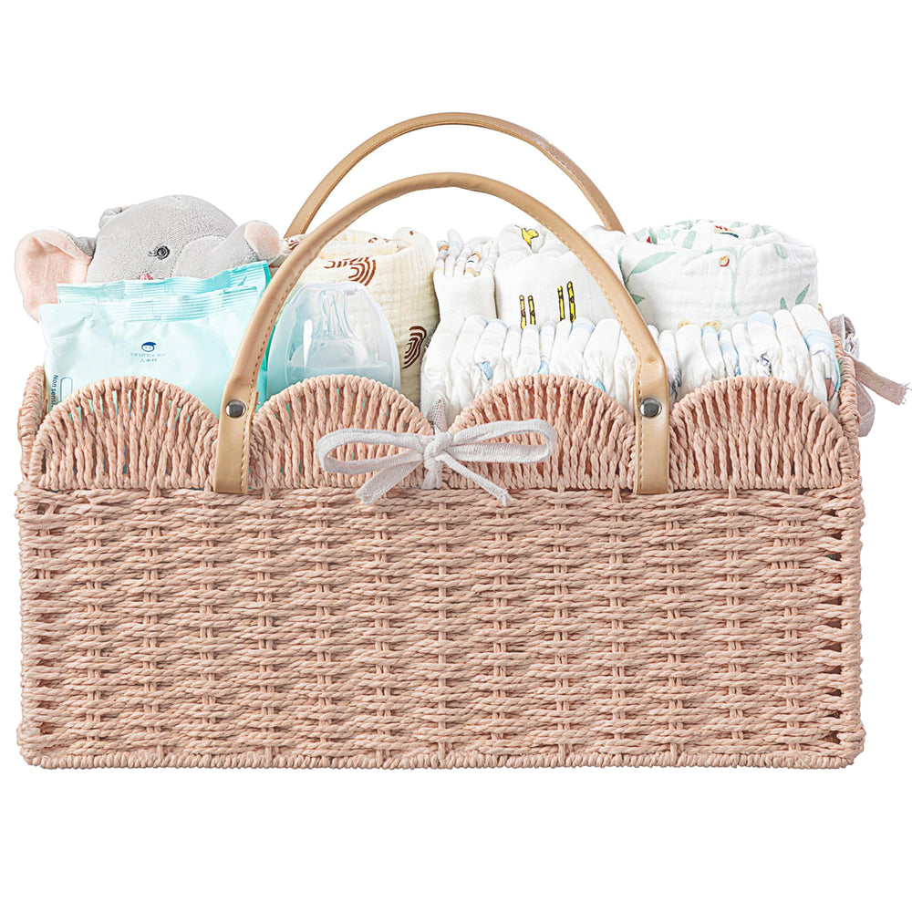 HBlife baby diaper caddy front view with portable handle for on-the-go organization