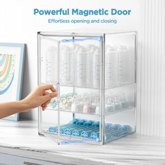 HBlife bottle storage dividers removed highlights customizable bottle and accessory layout.