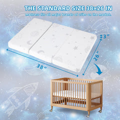 HDJOAPS pack-n-play mattress with washable white cover for nursery use