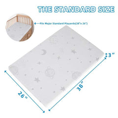 HDJOAPS Pack and Play Mattress Pad mini-crib-fit shows perfect 38 by 26 inch size