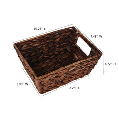HDKJ small storage basket features cutout handles for easy carrying and transport.
