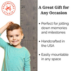 Headwaters Growth Chart Wall wood grain close-up highlights durable finish.