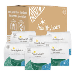Healthybaby Our Diapers packaging highlights size 3 compatibility
