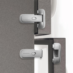 Heart of Tafiti fridge lock front view shows a two-pack safety solution for family kitchens