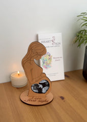 Heart's Sign baby announcement frame ideal for baby showers.