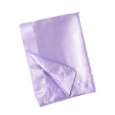 Heavens Cuddles double-sided satin blanket in lavender folded for snuggle-time.