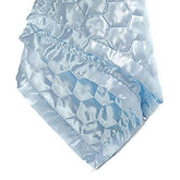 Heavens Cuddles quilted satin baby blanket light blue texture closeup shows silk-like softness.