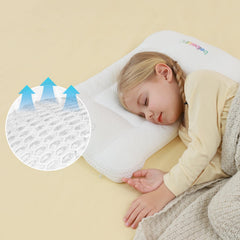 Hebove Kids Pillow adjustable-height demonstrates growth-friendly design from ages 1 to 18.
