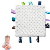HECCEI baby security blanket grey with satin tags offers tactile comfort.
