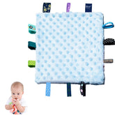 HECCEI Baby Tags Security Blanket with soft fabric offers gentle soothing for tiny hands.
