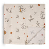 HECCEI muslin swaddle blanket close-up reveals 47x47 weave for breathable, ultra-soft comfort.