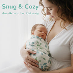 HECCEI swaddle large 47x47 use-scene demonstrates secure wrapping in real life.