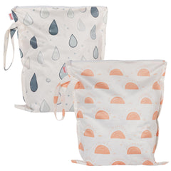 HECCEI Wet Dry Bag Sunny Drizzle packaging shows compact two-pack for travel organization