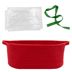 HADEEONG woven basket front view in red, durable cotton rope for versatile storage
