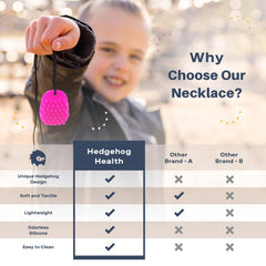HedgeHog Health chewy necklace helping teething and oral sensory relief during meals
