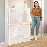 HEELALBABY 52-inch extra tall gate extended for doorway containment.