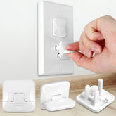HEELALBABY outlet cover with hidden ring-pull handle enables easy adult access and child deterrence