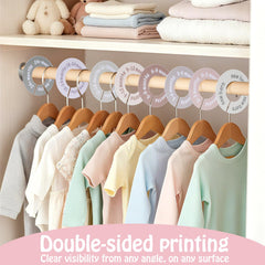 HekouJiub baby closet dividers on a rod showing durable polystyrene construction