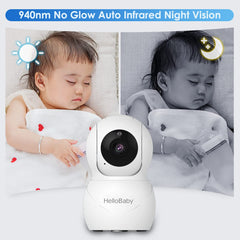 HelloBaby HB66pro infrared night vision provides a clear baby view in low light.