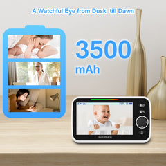 HelloBaby Monitor night-vision image demonstrates automatic infrared clarity in the nursery after dark.