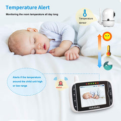 HelloBaby monitor night vision display provides clear baby view in low light