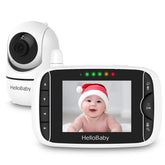 HelloBaby video monitor remote pan-tilt-zoom view for full baby room monitoring.