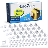 HELLOPONY upgraded magnetic cabinet locks 24 locks secure storage and child-proof spaces.