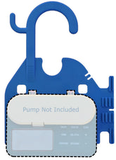 HelperKat Pump Caddy blue side view highlighting compact bedside storage and easy access.